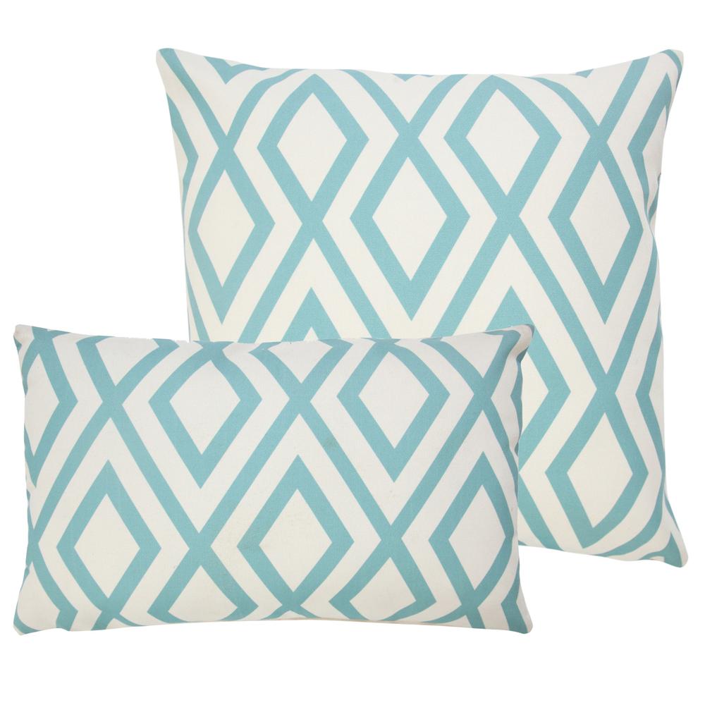 20" x 20" Blue Zippered Geometric Indoor Outdoor Throw Pillow. Picture 1
