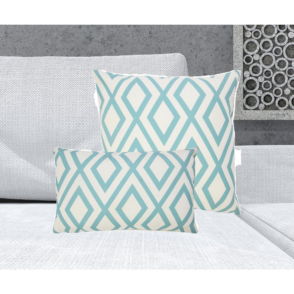 20" x 20" Blue Zippered Geometric Indoor Outdoor Throw Pillow. Picture 2