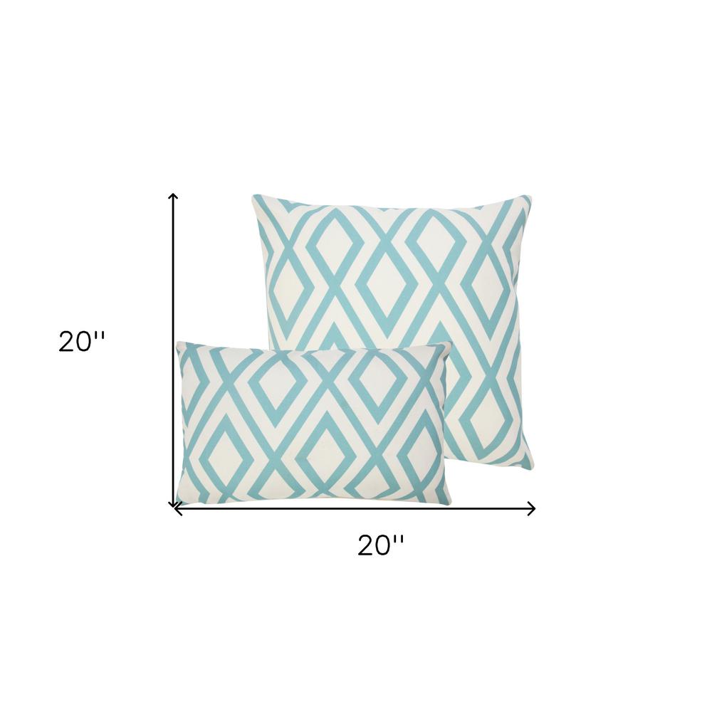 20" x 20" Blue Zippered Geometric Indoor Outdoor Throw Pillow. Picture 5
