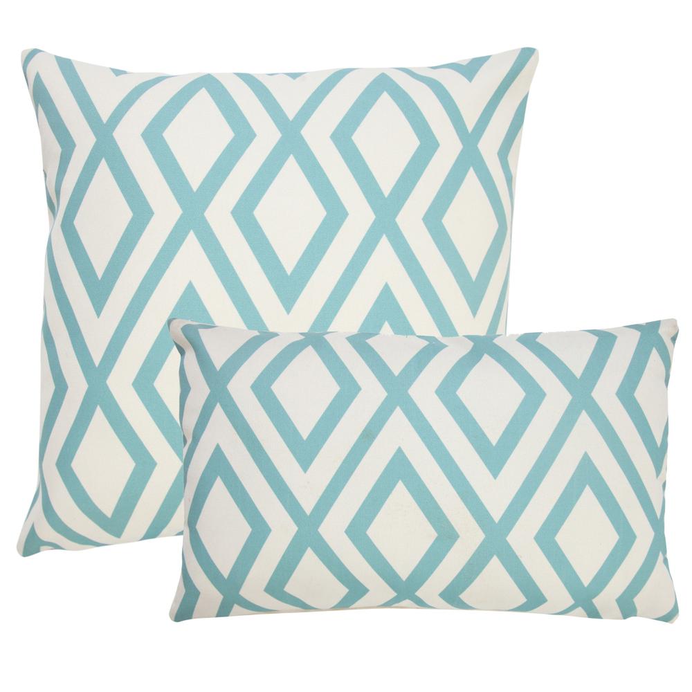 20" x 20" Blue Zippered Geometric Indoor Outdoor Throw Pillow. Picture 3