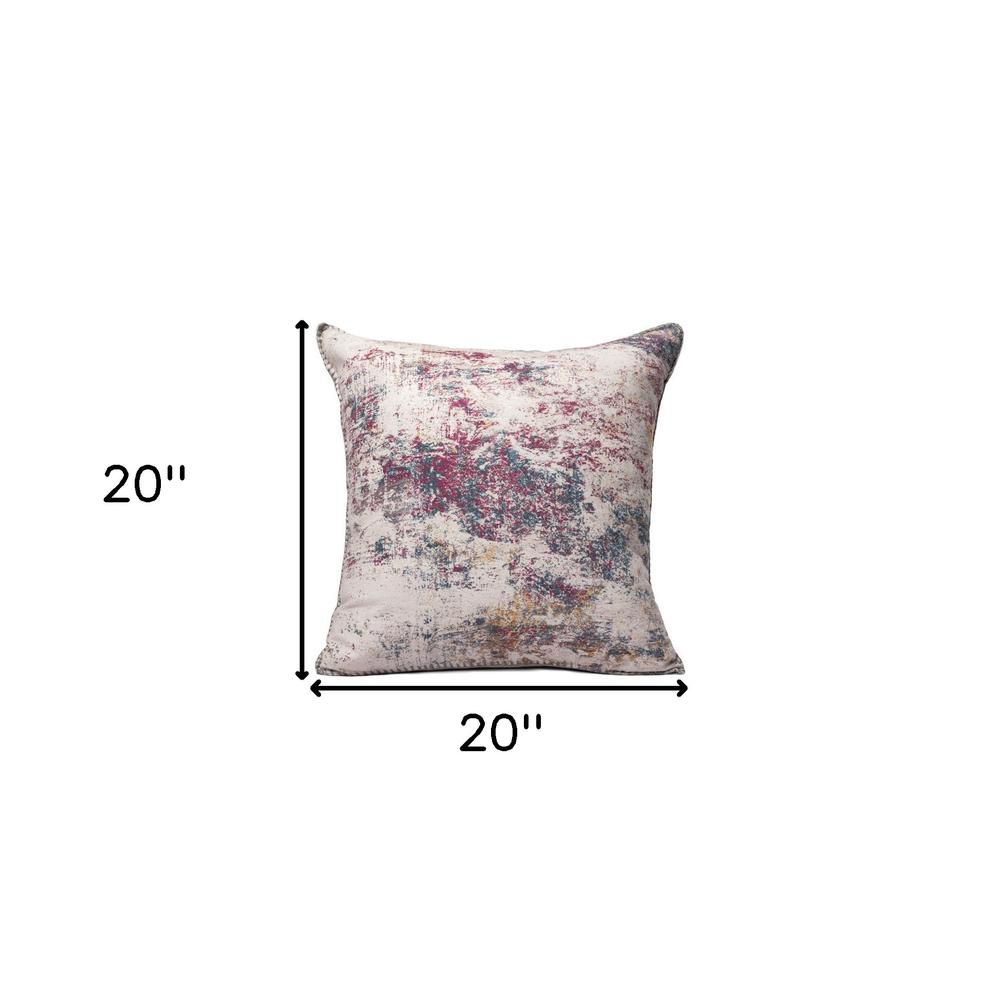20" X 20" Pink Zippered Abstract Indoor Outdoor Throw Pillow. Picture 8
