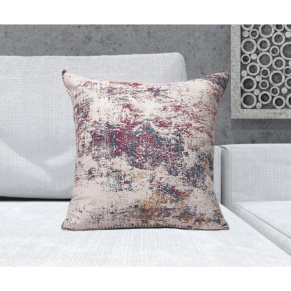 20" X 20" Pink Zippered Abstract Indoor Outdoor Throw Pillow. Picture 4