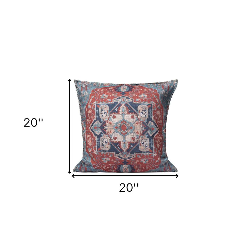 20" X 20" Red Zippered Floral Indoor Outdoor Throw Pillow. Picture 9