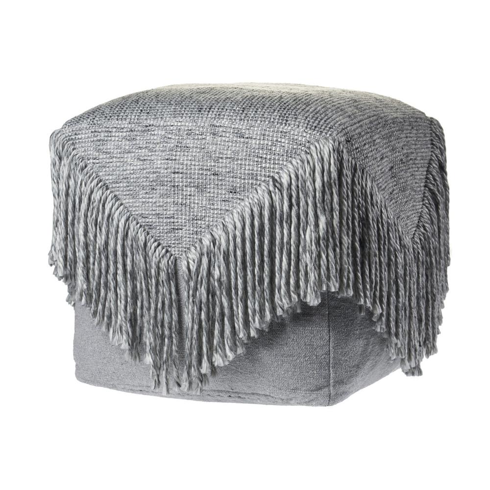 18" Gray Wool Ottoman. Picture 2