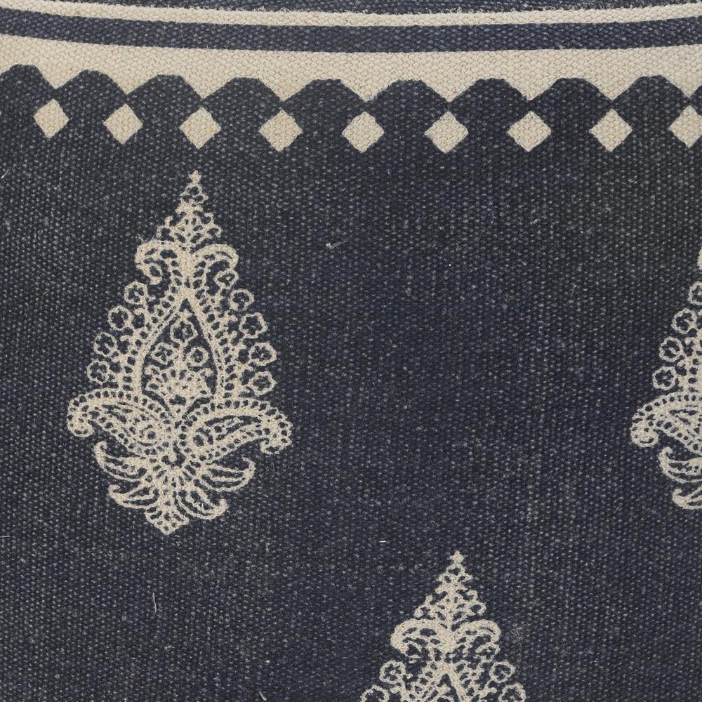 18" Blue 100% Cotton Ottoman. Picture 6