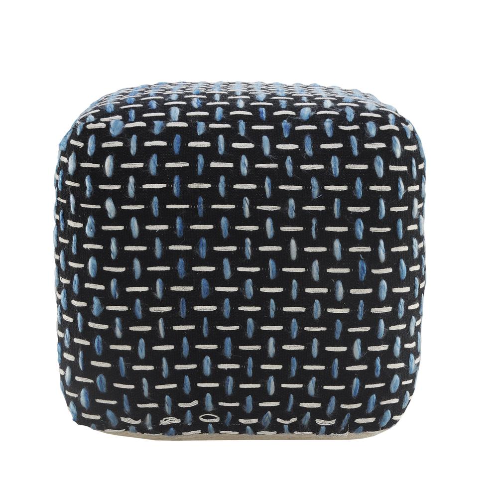 16" Black Polyester Ottoman. Picture 3