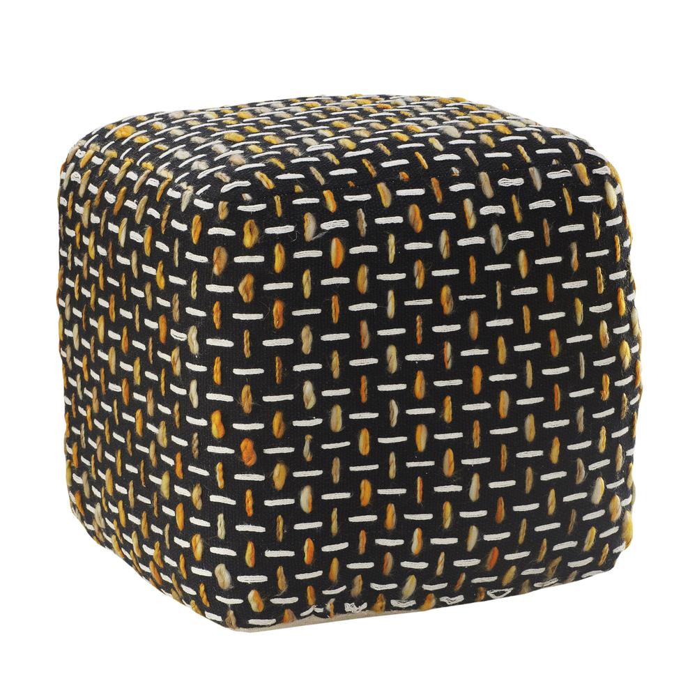 16" Black Polyester Ottoman. Picture 1