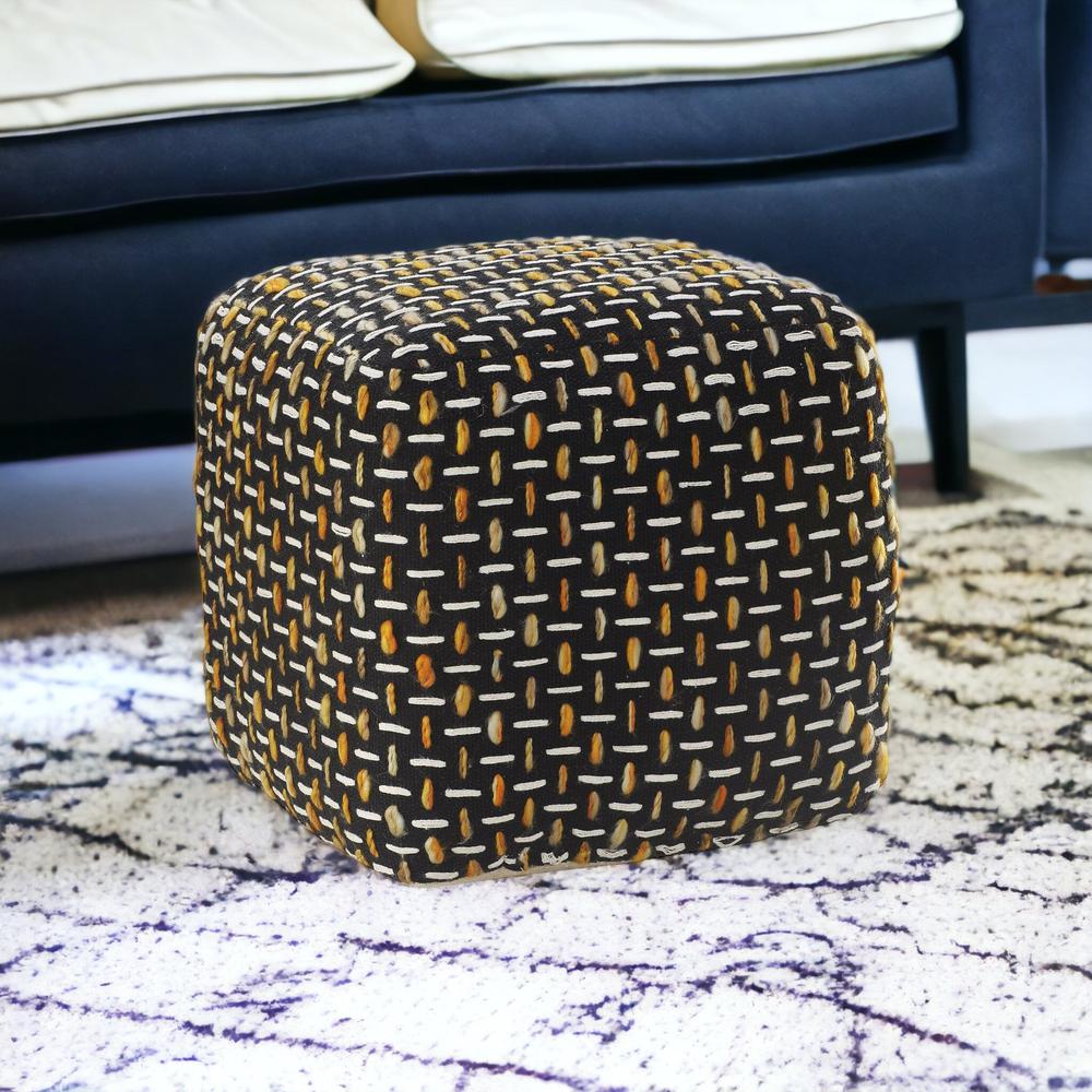 16" Black Polyester Ottoman. Picture 5