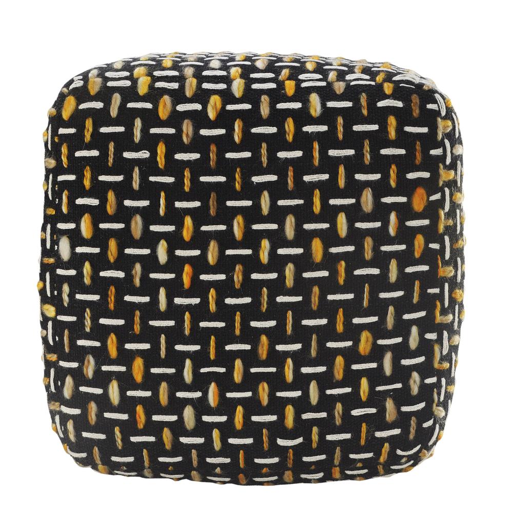16" Black Polyester Ottoman. Picture 2