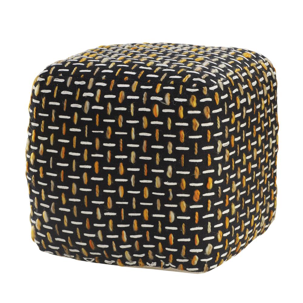 16" Black Polyester Ottoman. Picture 6
