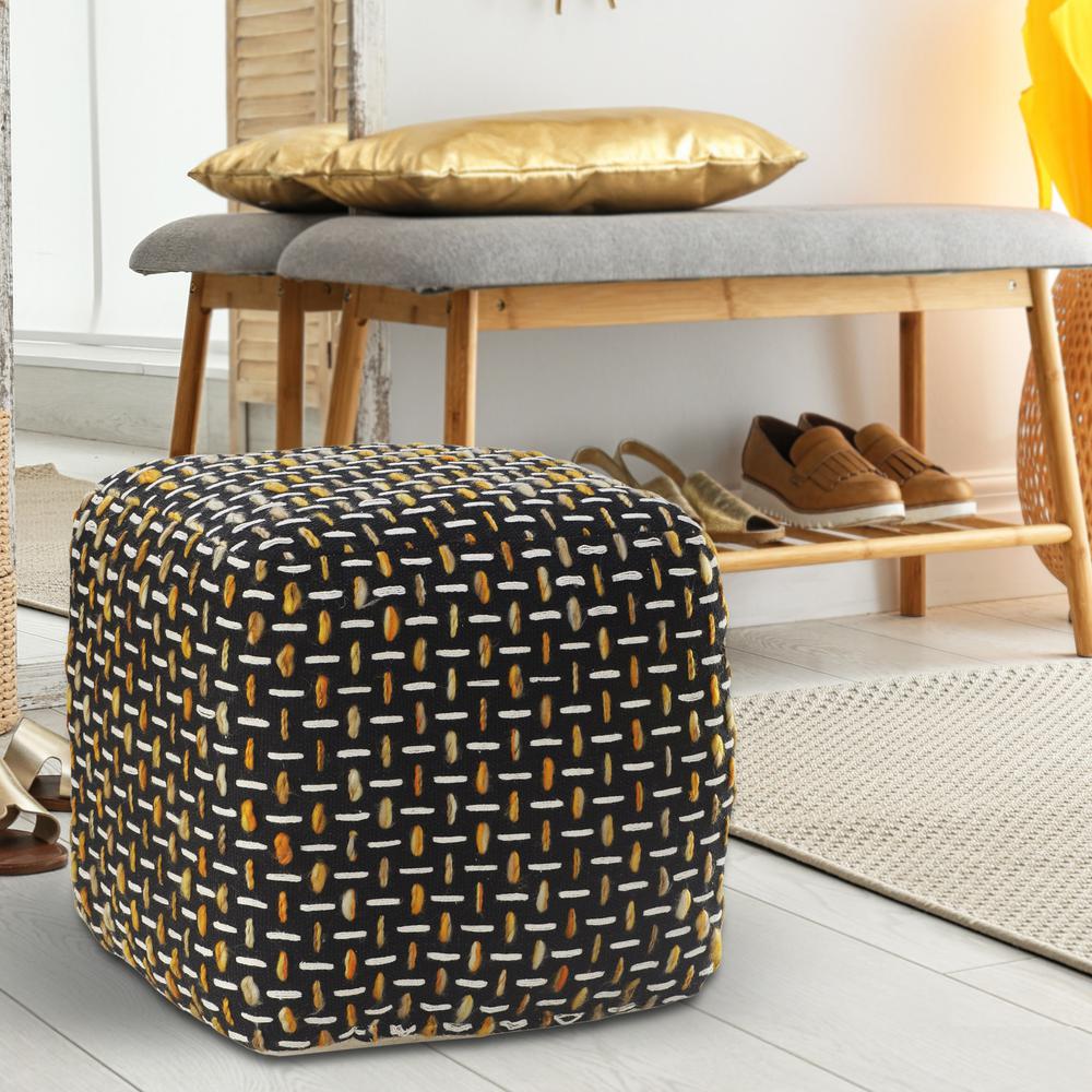 16" Black Polyester Ottoman. Picture 9