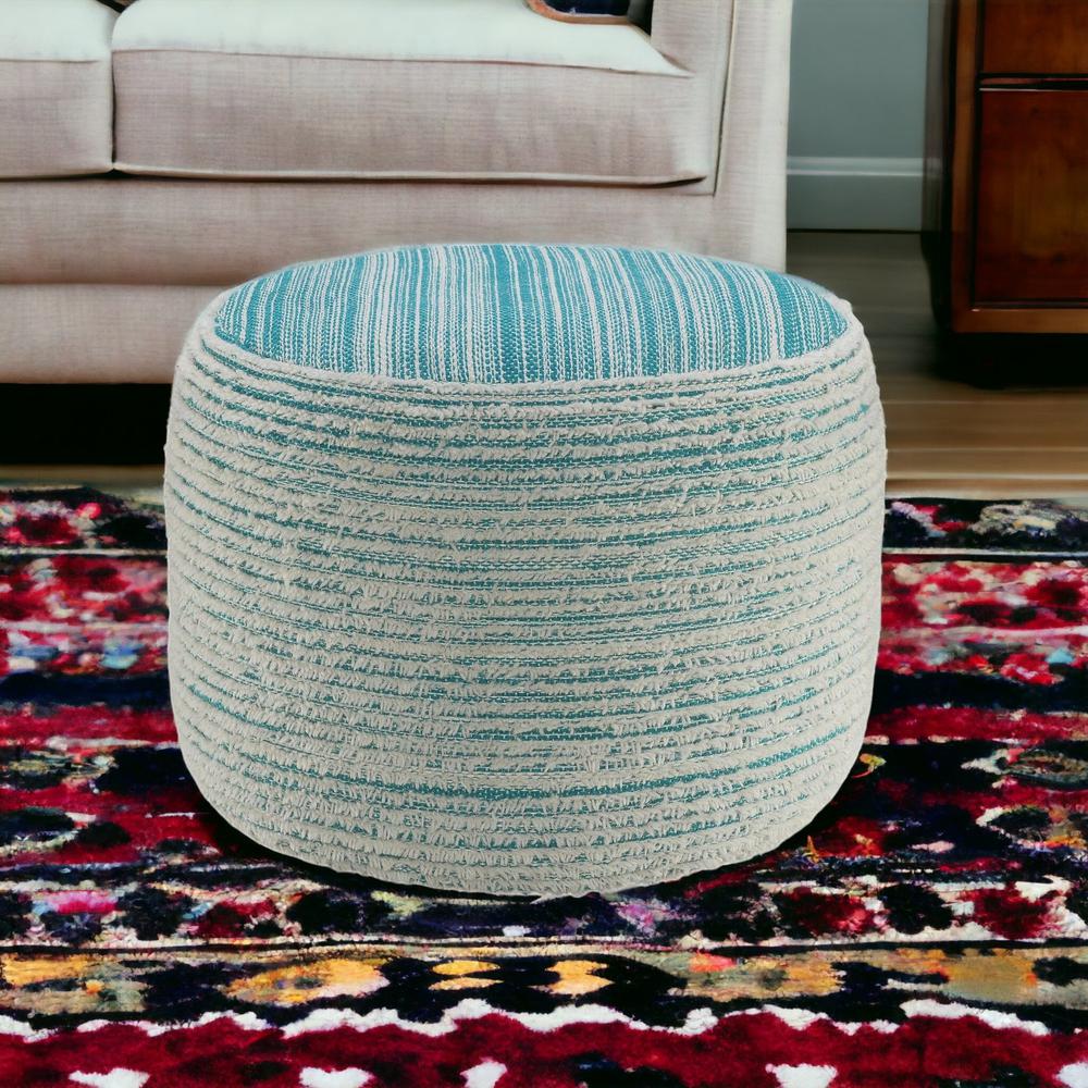 18" Blue Polyester Ottoman. Picture 6