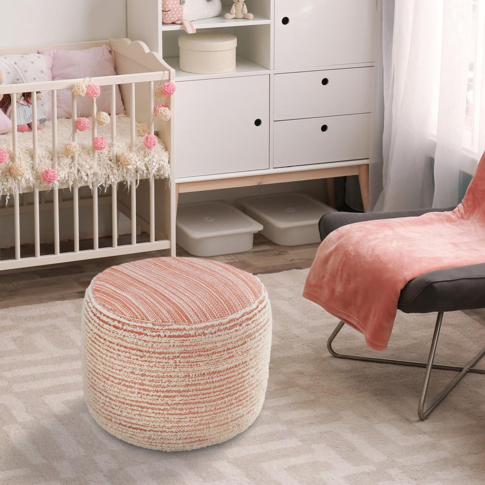 18" Pink Polyester Ottoman. Picture 7