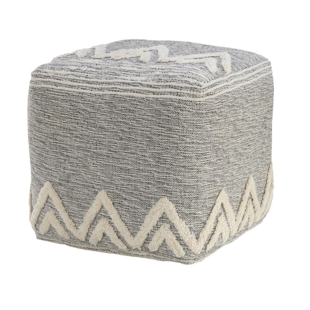 16" Gray Polyester Ottoman. Picture 6
