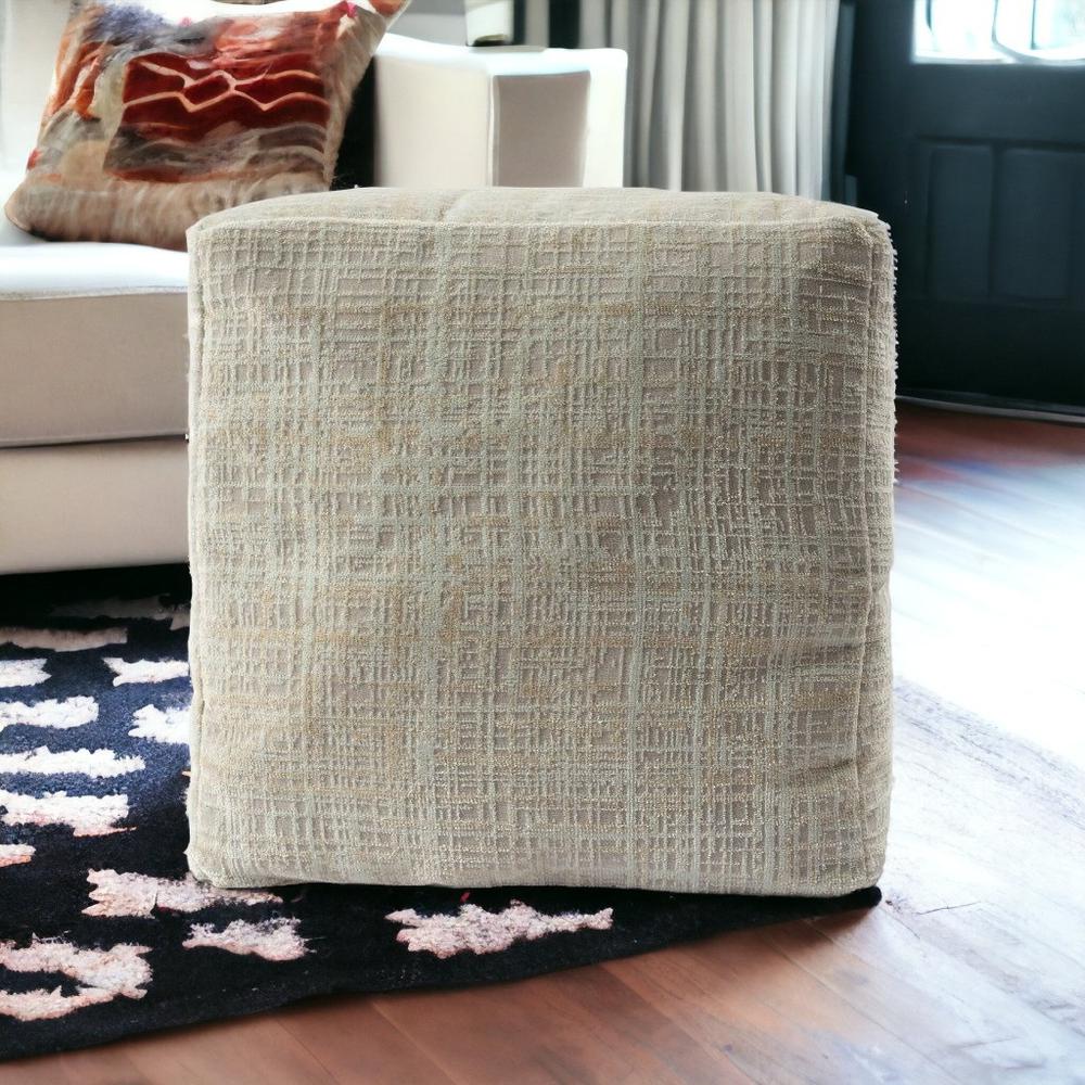 18" Beige Polyester Blend Ottoman. Picture 6