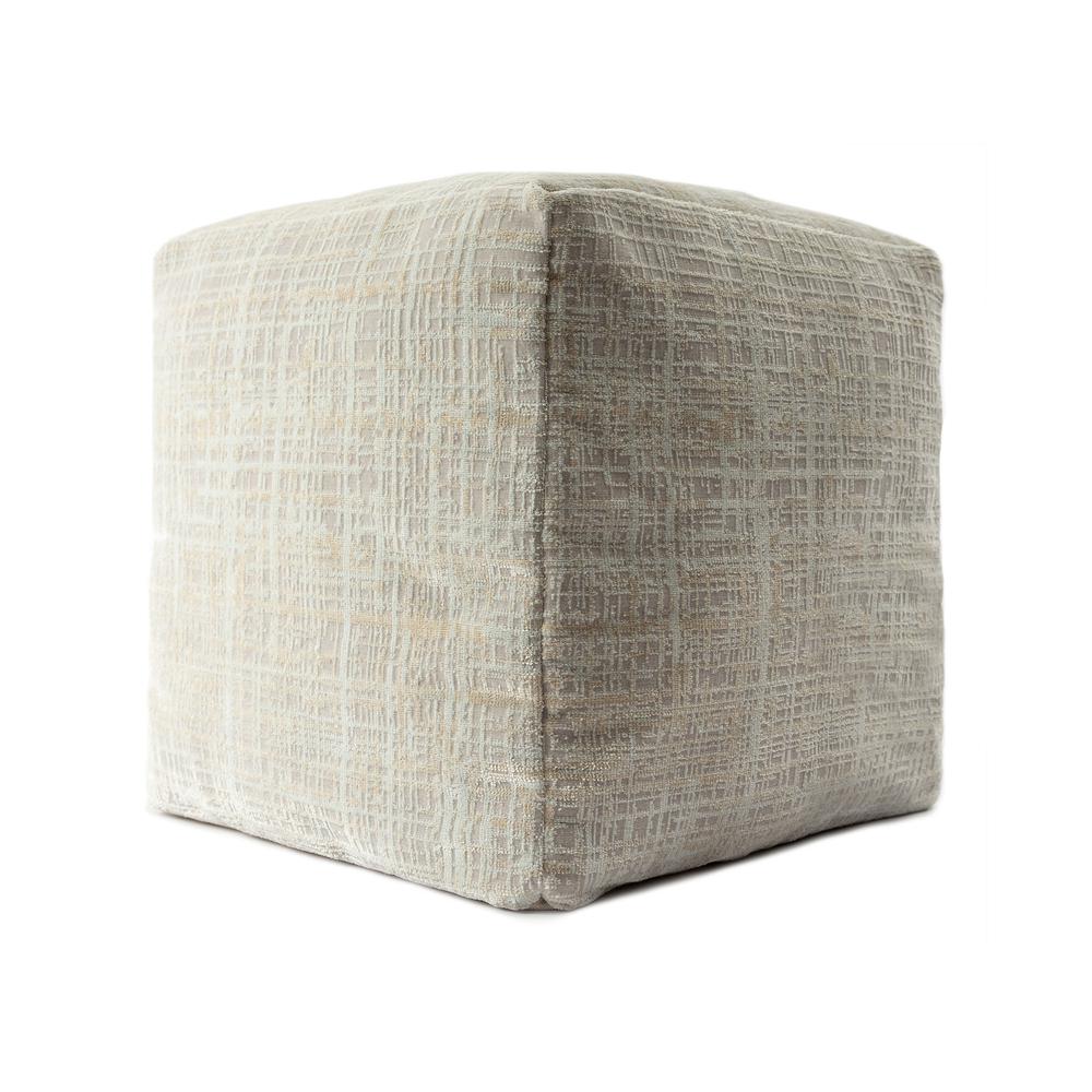 18" Beige Polyester Blend Ottoman. Picture 4