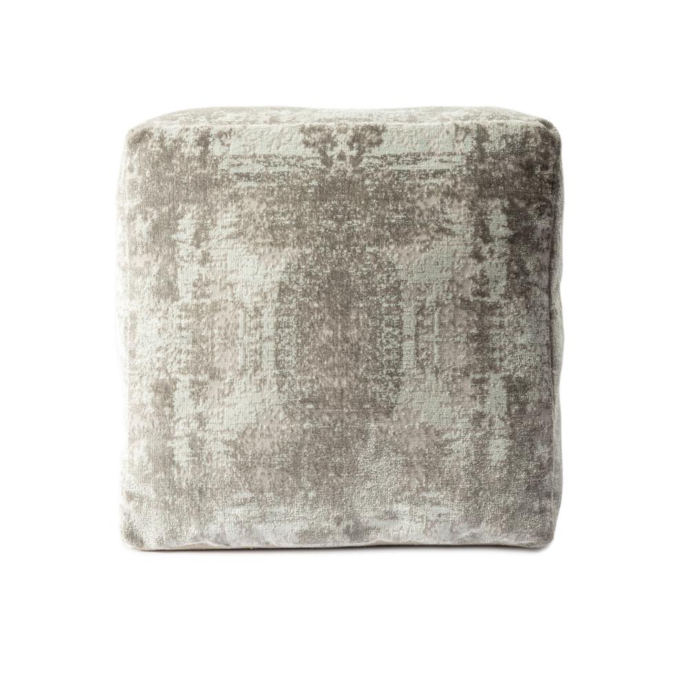 18" Gray Polyester Blend Ottoman. Picture 1