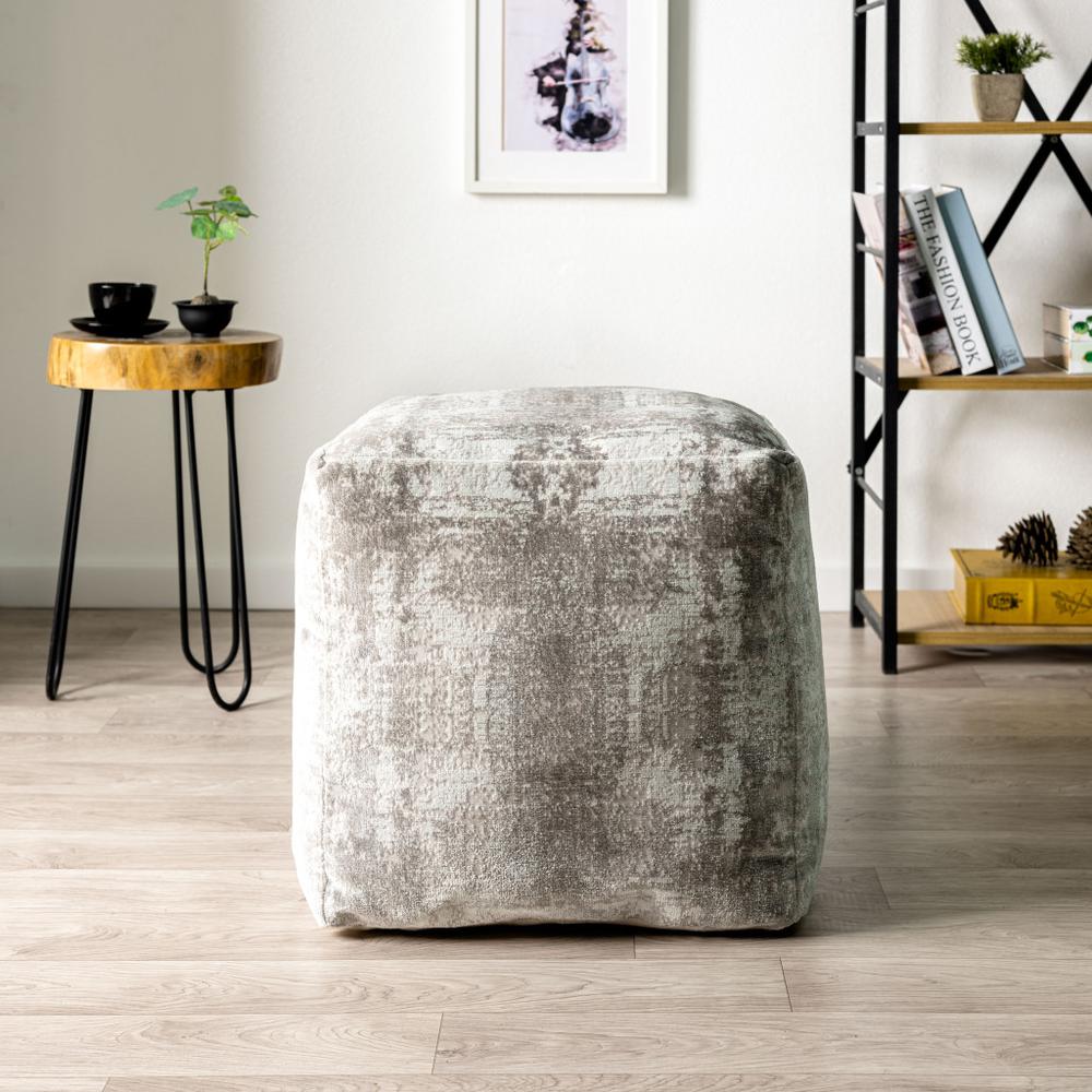 18" Gray Polyester Blend Ottoman. Picture 7