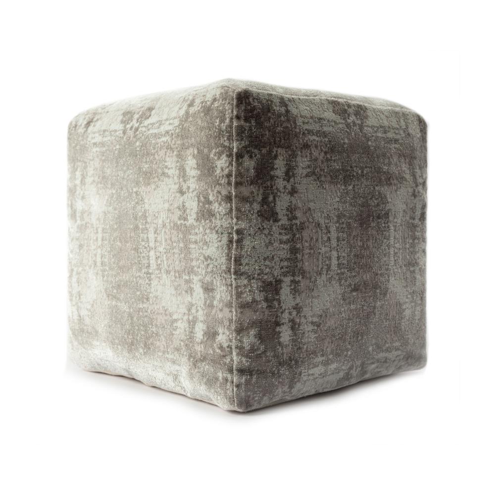 18" Gray Polyester Blend Ottoman. Picture 4
