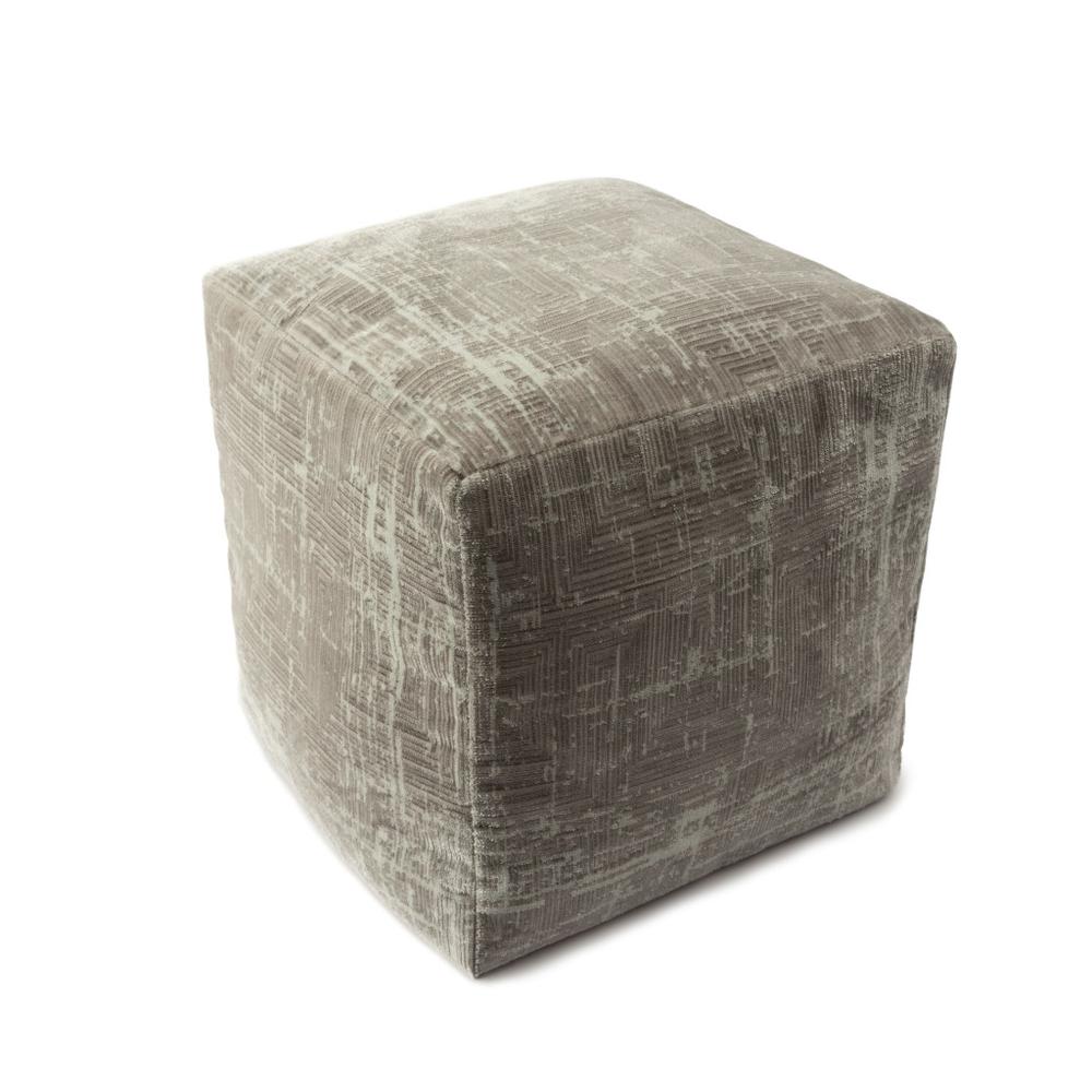 18" Gray Polyester Blend Ottoman. Picture 2
