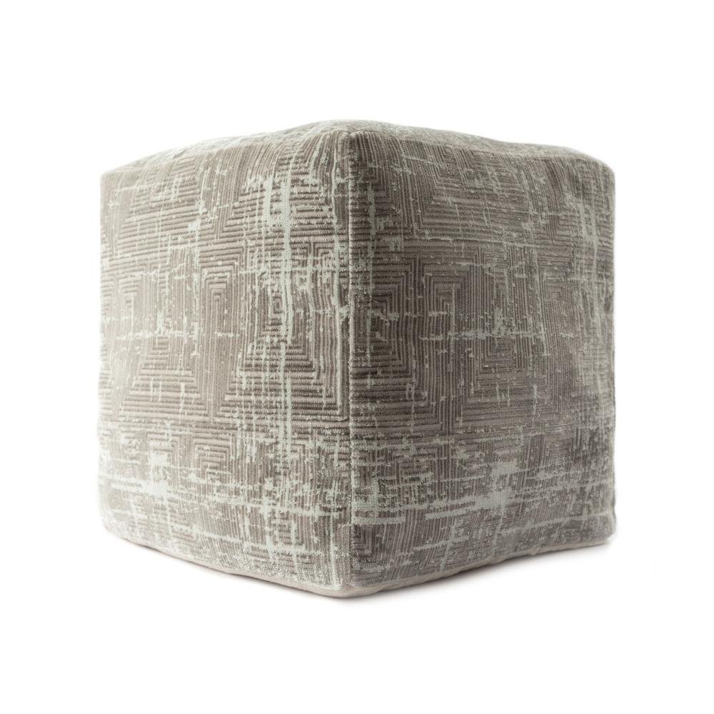 18" Gray Polyester Blend Ottoman. Picture 4