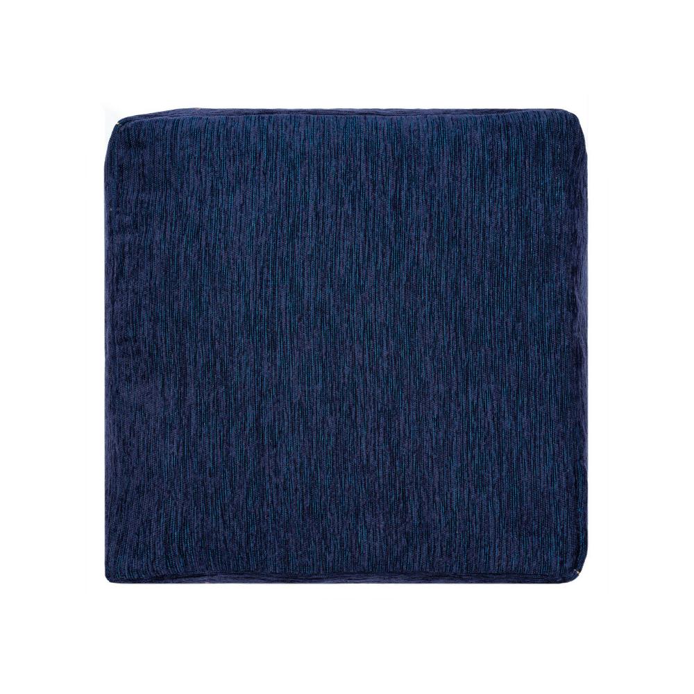 18" Blue Polyester Blend Ottoman. Picture 2
