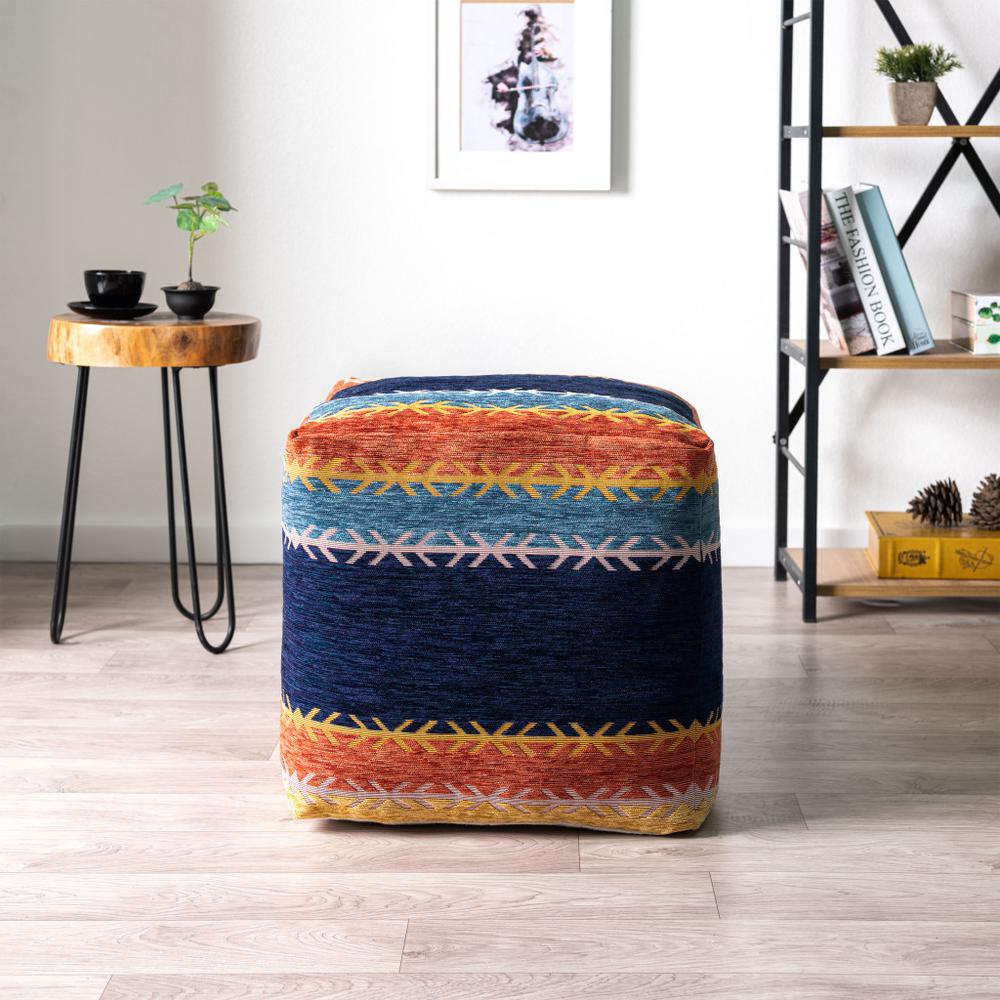 18" Multicolored Polyester Blend Ottoman. Picture 7