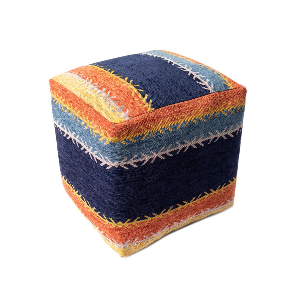 18" Multicolored Polyester Blend Ottoman. Picture 1