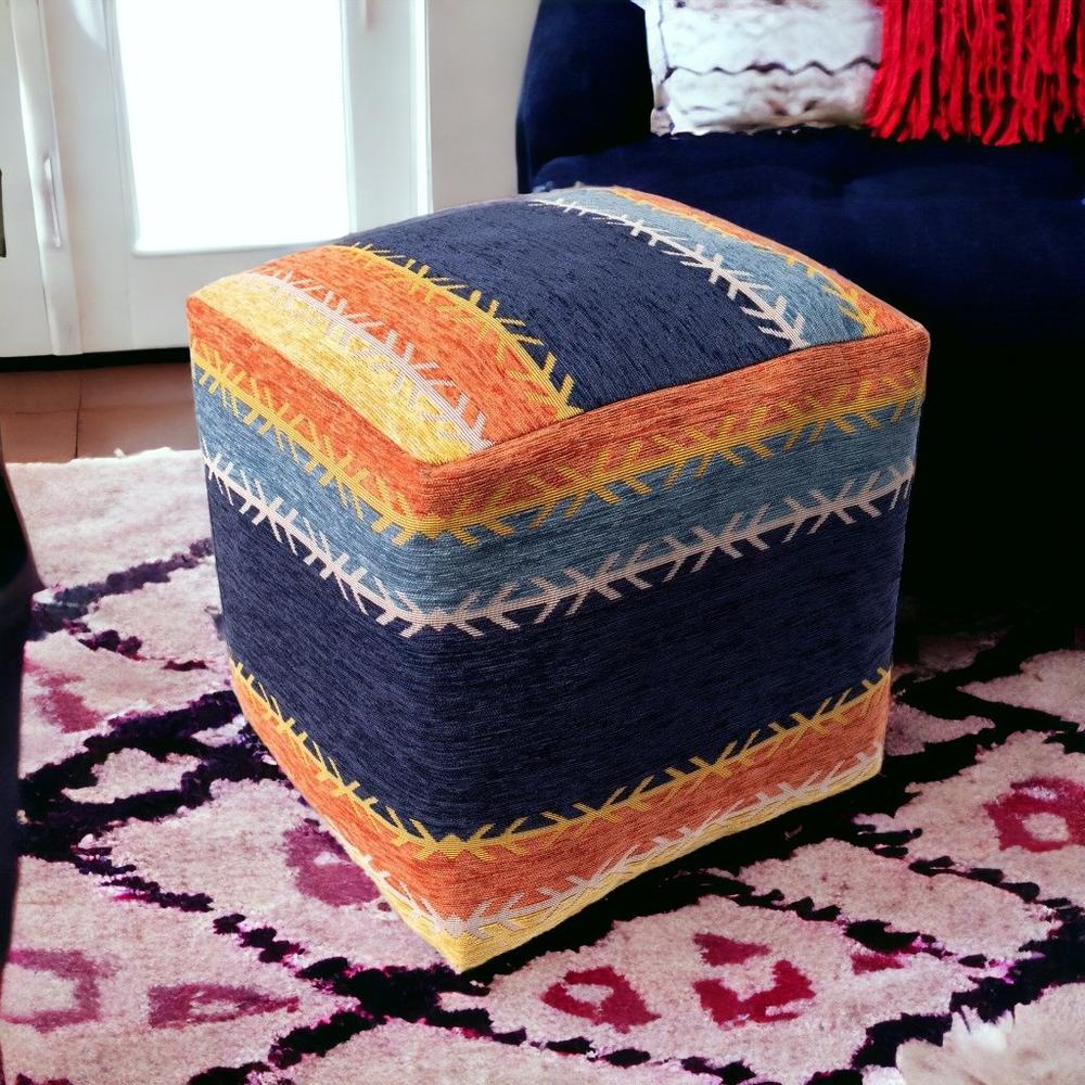 18" Multicolored Polyester Blend Ottoman. Picture 4