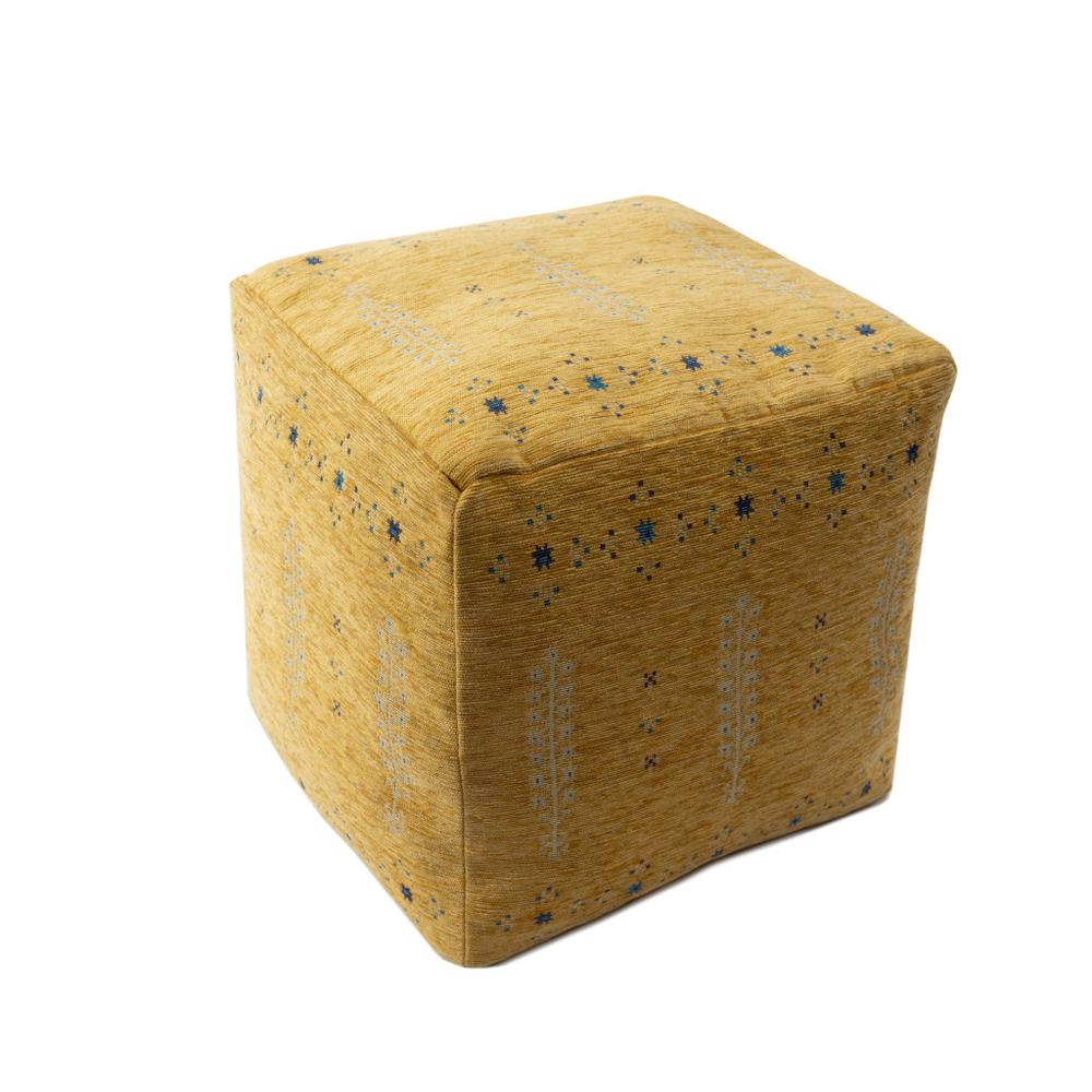 18" Yellow Polyester Blend Ottoman. Picture 6