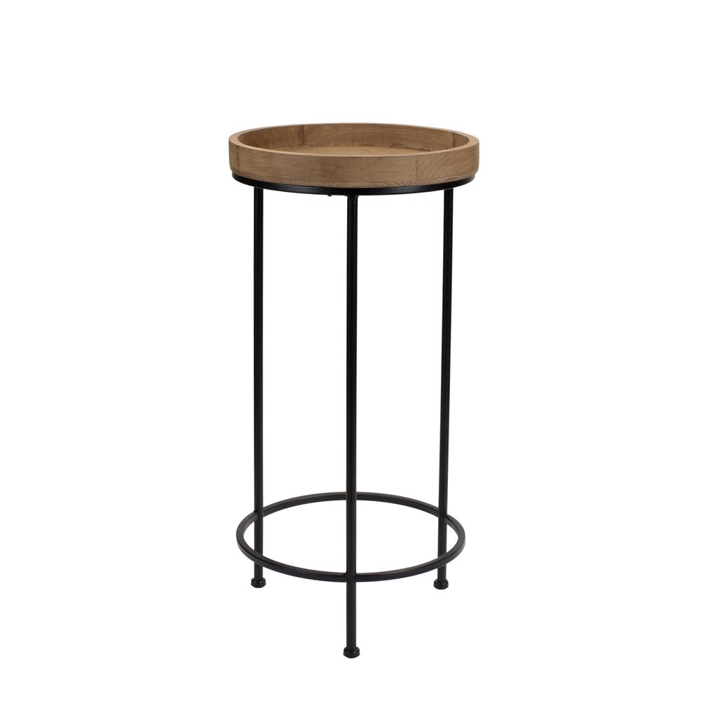 Set Of Three 14" Black And Brown Solid Wood Round End Tables. Picture 2