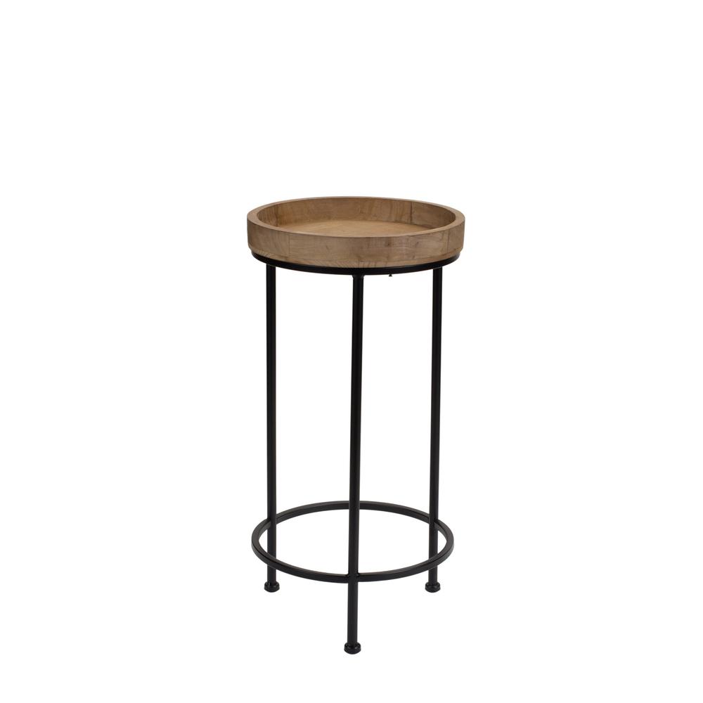 Set Of Three 14" Black And Brown Solid Wood Round End Tables. Picture 3