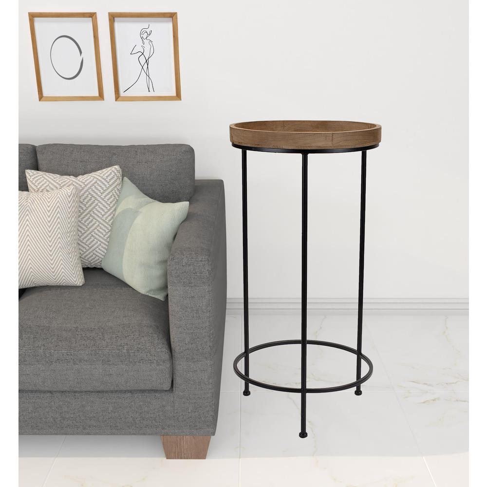 Set Of Three 14" Black And Brown Solid Wood Round End Tables. Picture 4