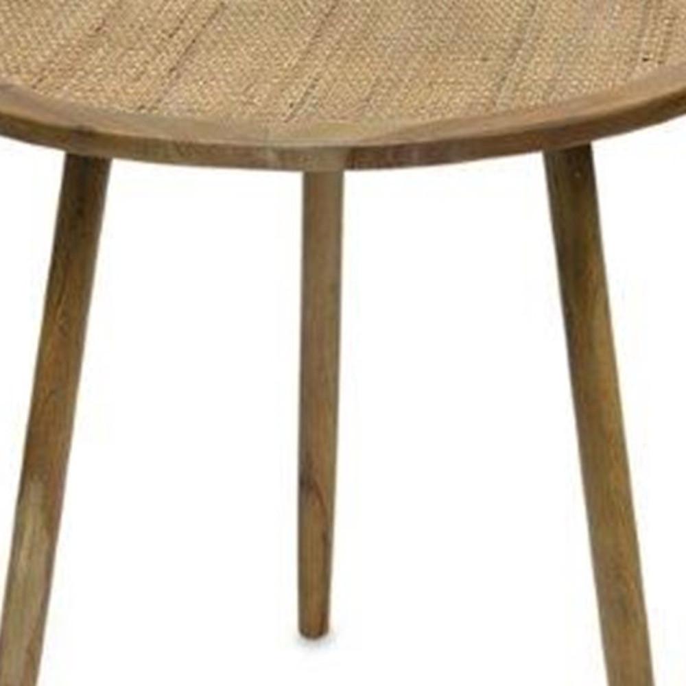 Set Of Three 23" Brown Rattan Round End Tables. Picture 5