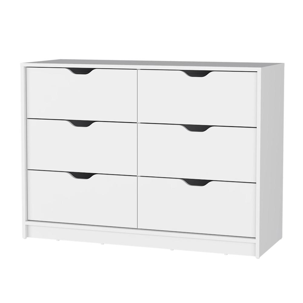 42" White Manufactured Wood Six Drawer Modern Dresser. Picture 2