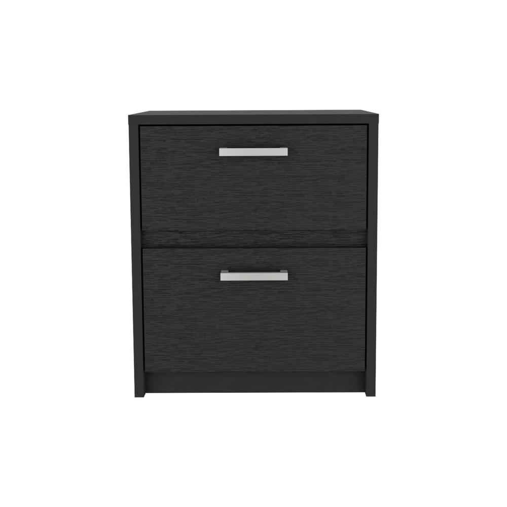 19" Black Two Drawer Nightstand. Picture 1