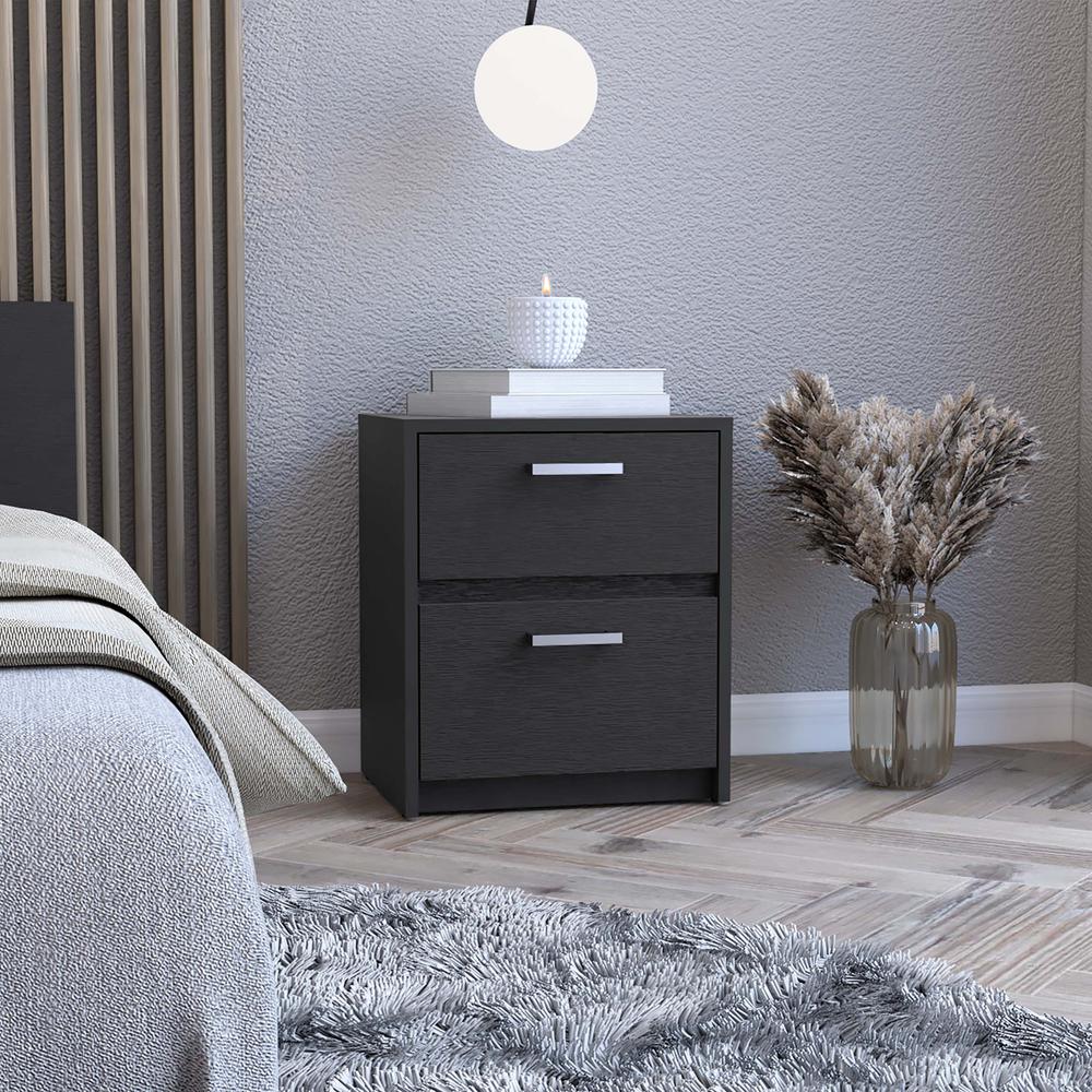 19" Black Two Drawer Nightstand. Picture 6