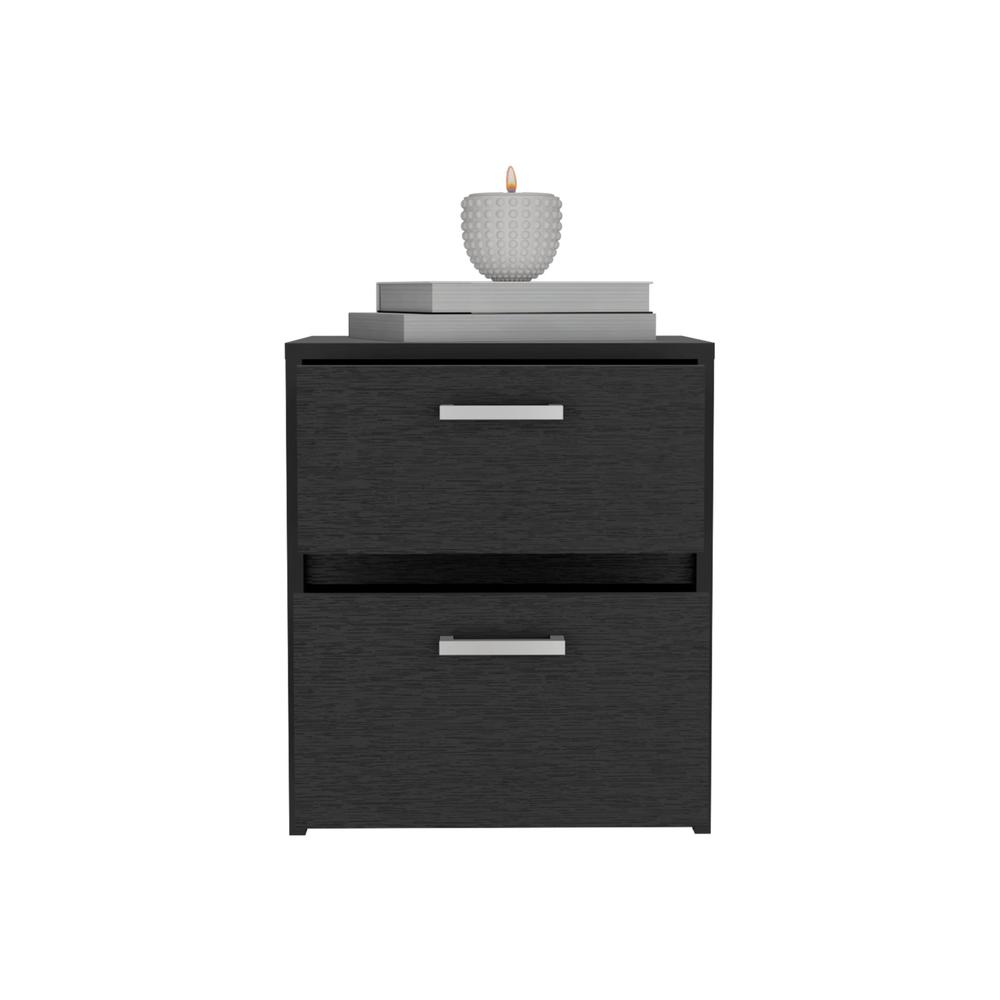 19" Black Two Drawer Nightstand. Picture 2