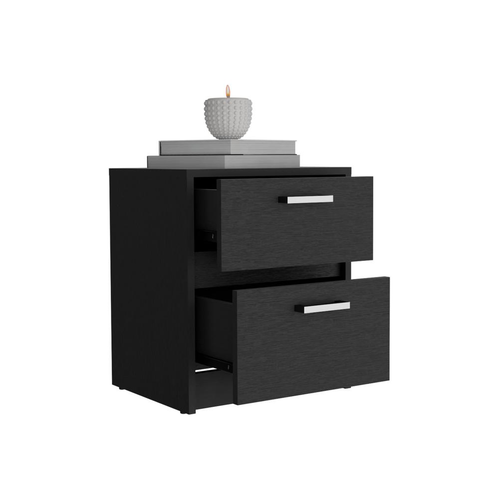19" Black Two Drawer Nightstand. Picture 4