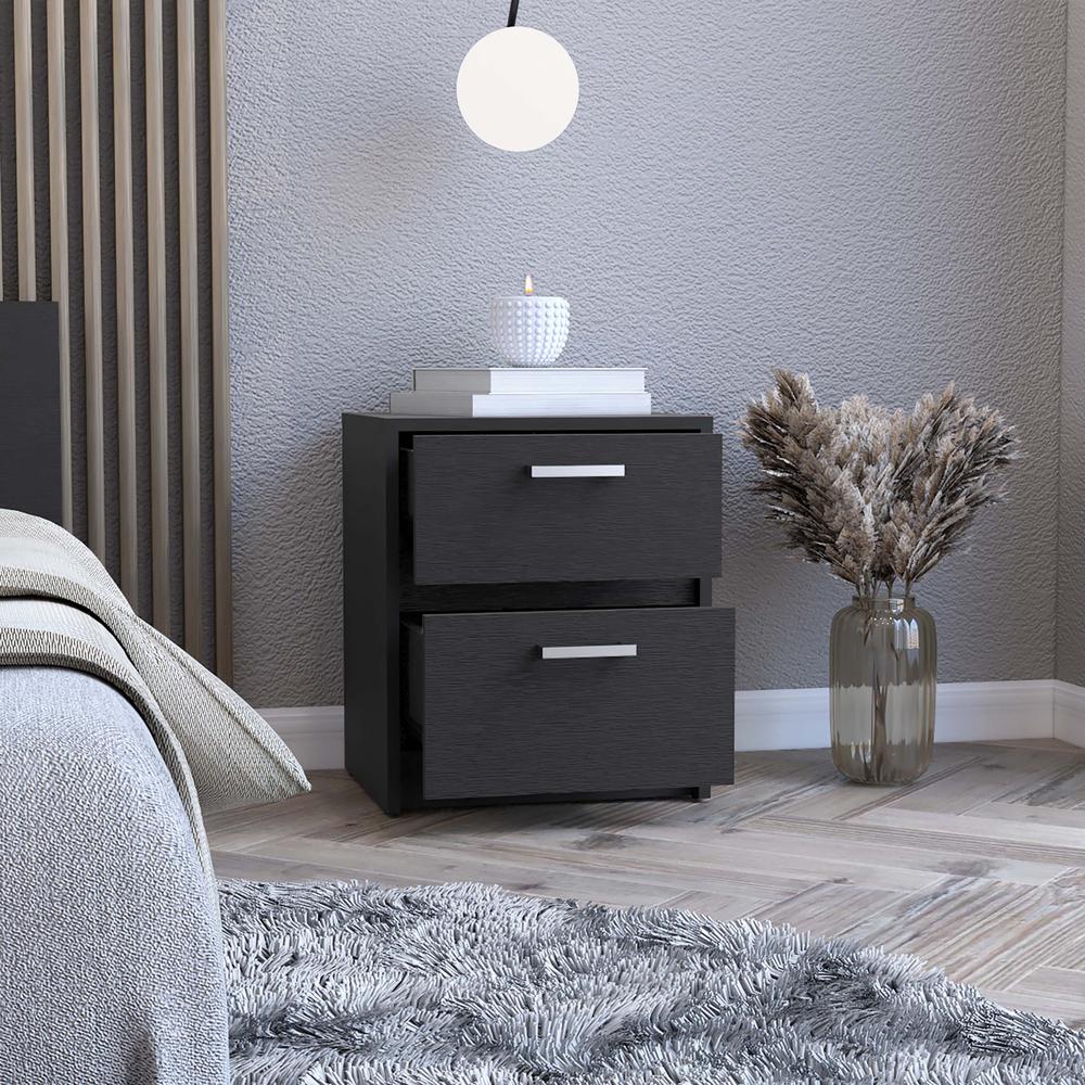 19" Black Two Drawer Nightstand. Picture 7