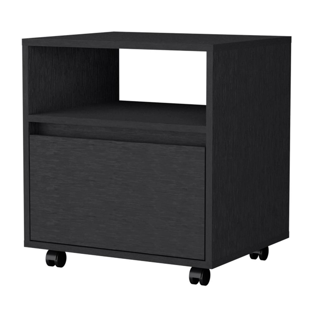 21" Black One Drawer Nightstand With Integrated Tech. Picture 1