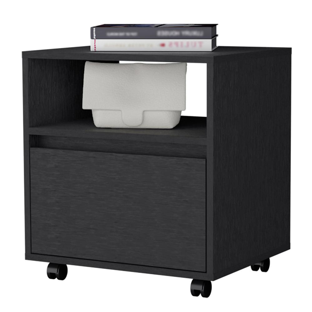 21" Black One Drawer Nightstand With Integrated Tech. Picture 2