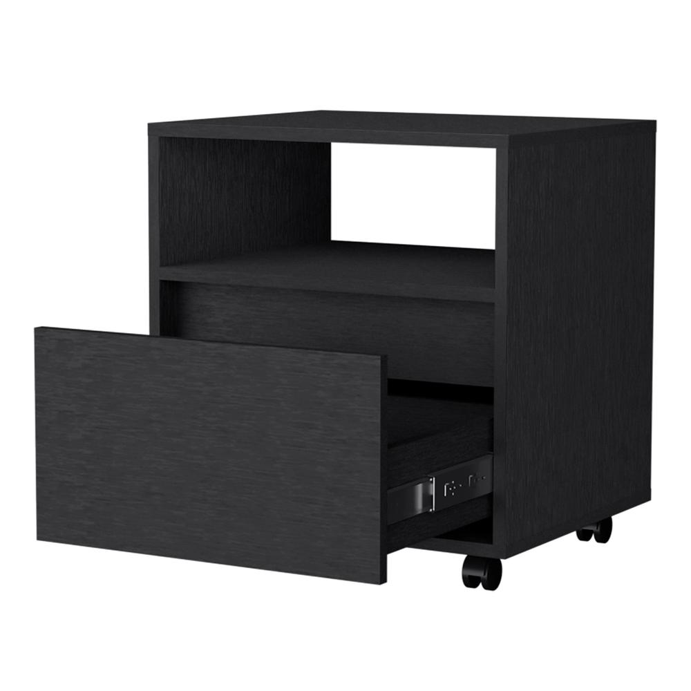 21" Black One Drawer Nightstand With Integrated Tech. Picture 3