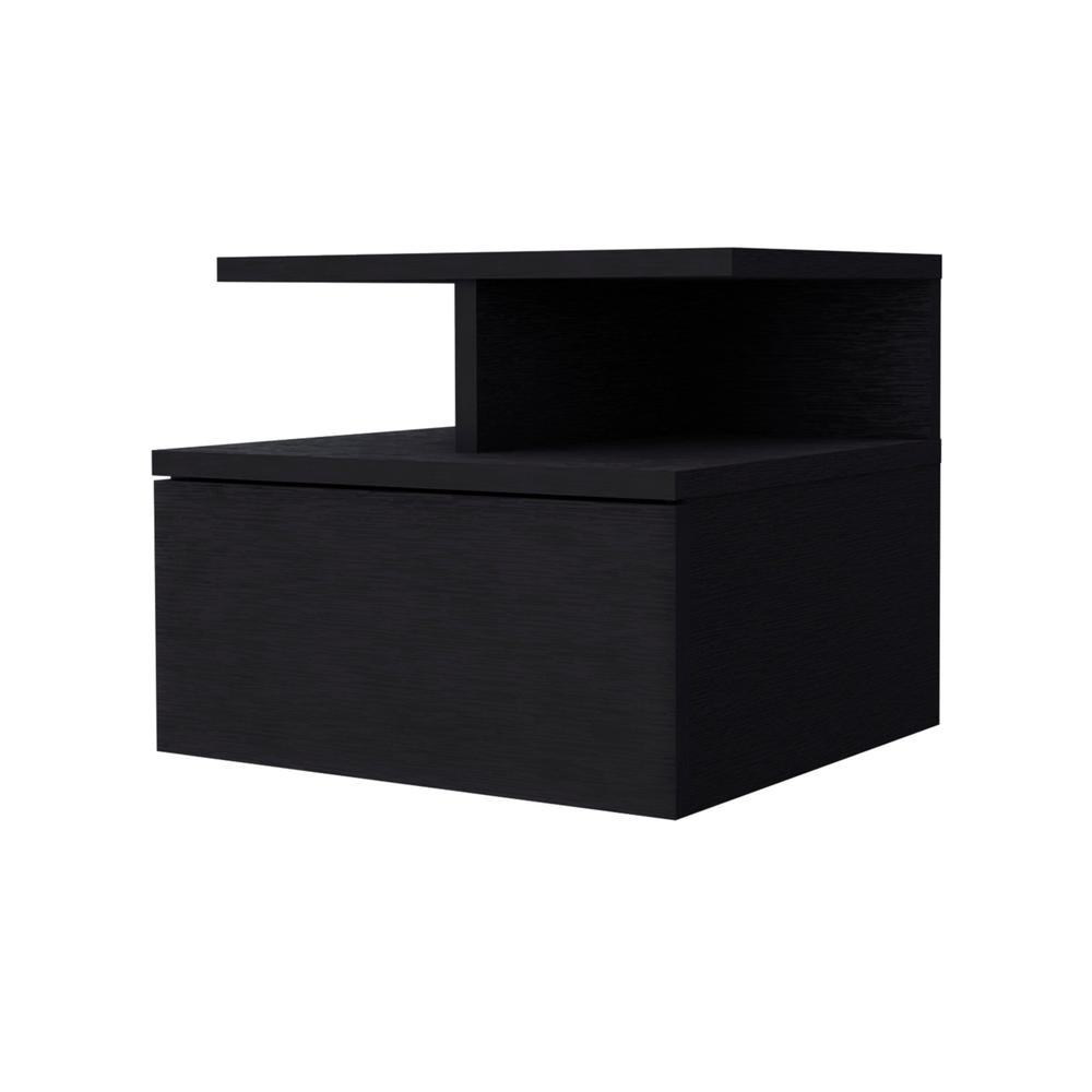 12" Black One Drawer Nightstand With Integrated Tech. Picture 1
