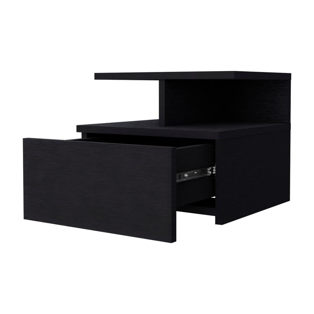 12" Black One Drawer Nightstand With Integrated Tech. Picture 3