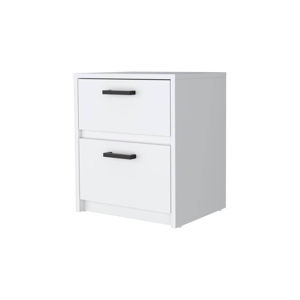19" White Two Drawer Nightstand With Integrated Tech. Picture 1