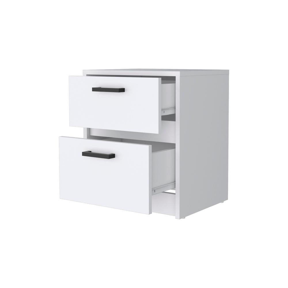 19" White Two Drawer Nightstand With Integrated Tech. Picture 3