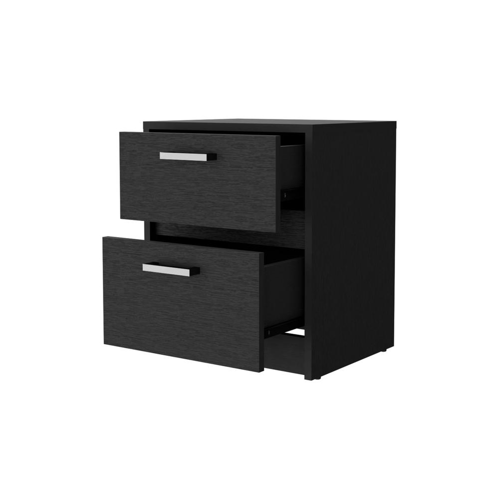 19" Black Two Drawer Nightstand With Integrated Tech. Picture 3