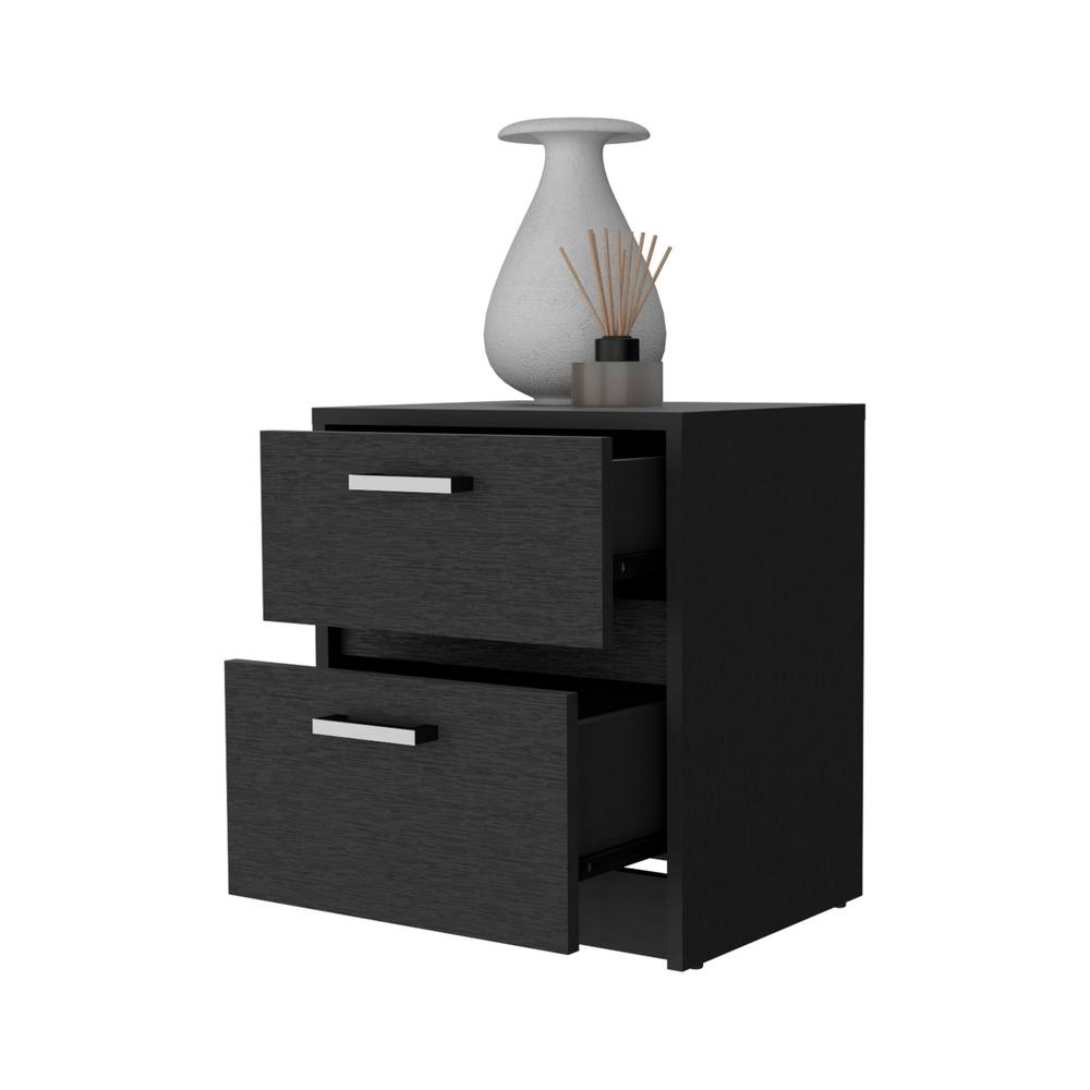 19" Black Two Drawer Nightstand With Integrated Tech. Picture 4