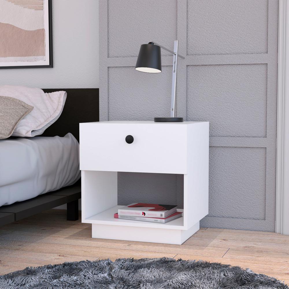 20" White One Drawer Nightstand With Integrated Tech. Picture 5